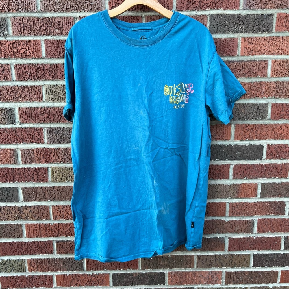 Quiksilver Originals Light Blue Multicolored Short Sleeve Tee Shirt - Picture 1 of 4